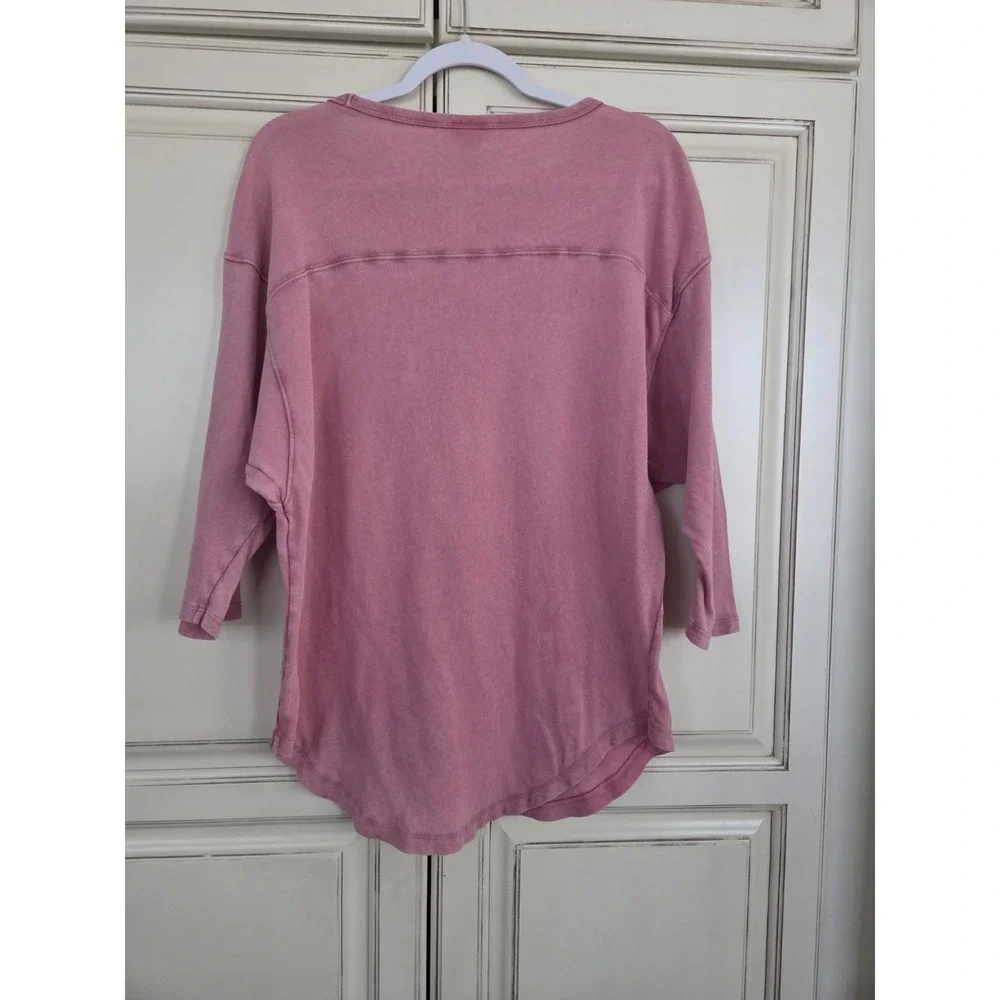 Victoria's Secret Pink Logo Top Women's Small Dusty Rose Acid Washed Oversized - Picture 2 of 11
